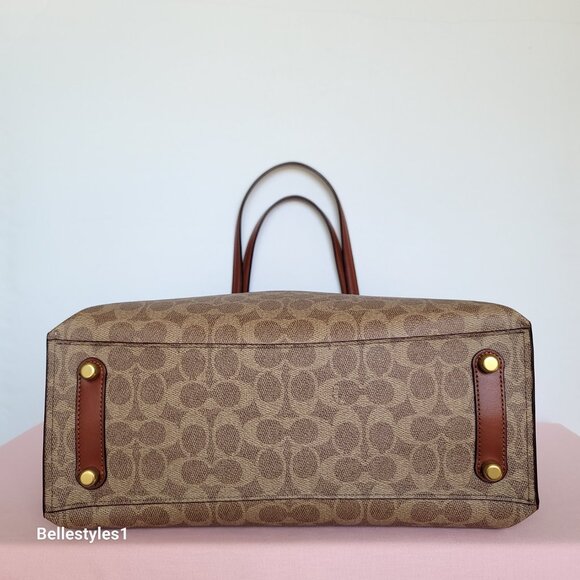 COACH Willow Large Tote In Signature Canvas with Interior Zip Pocket- Tan Rust ⭐ - Picture 9 of 16